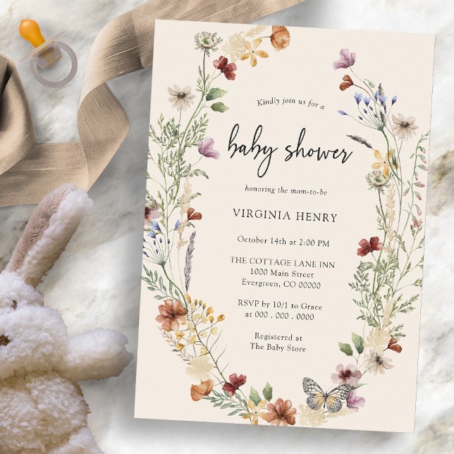 Convite Boho Wildflower Chá de fraldas (Boho Wildflower Baby Shower Invitation by Painted Paperie
)