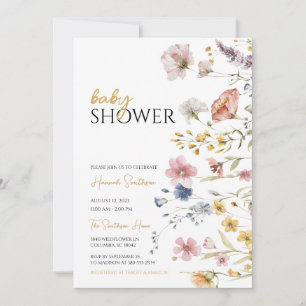 Convite Boho Wildflower Chá de fraldas