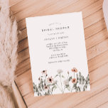 Convite Boho Wildflower Chá de panela<br><div class="desc">Cartão de chá de panela branco com ilustração aquosa de flores silvestres a rosa e branco. Perfeito para uma comemoração de primavera ou verão.</div>