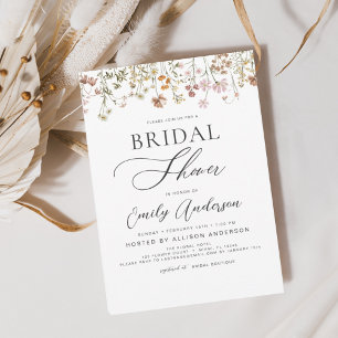 Convite Boho Wildflower Chá de panela Script