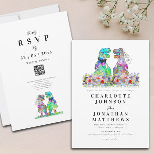 Convite Boho Wildflower Dinosaur Weding