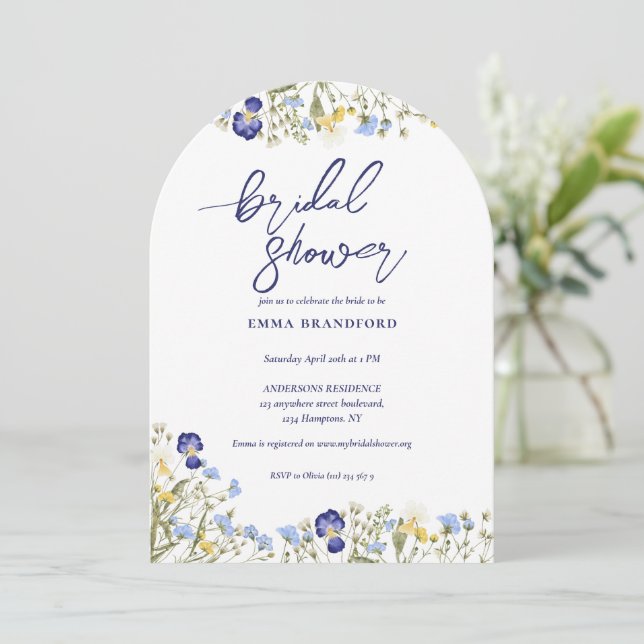 Convite Boho Wildflower Elegant Chá de panela (Em pé/Frente)