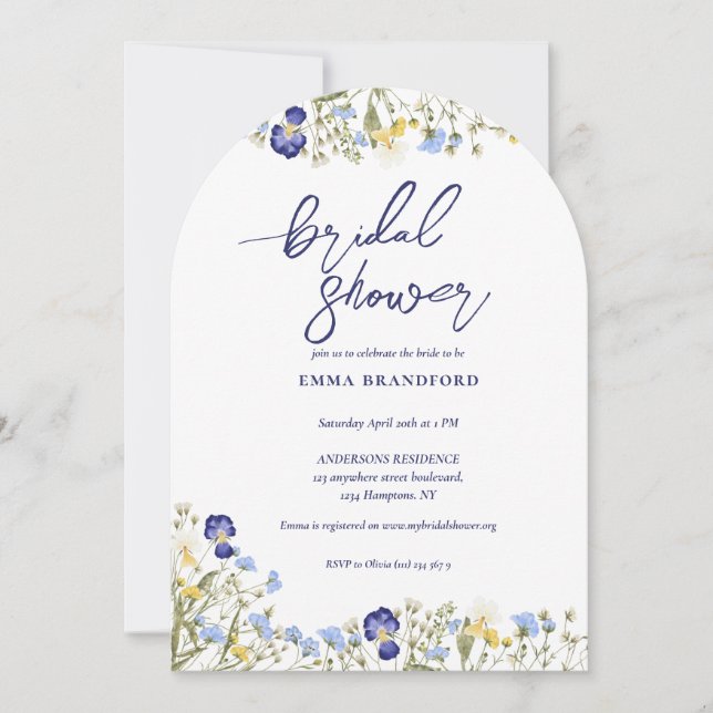 Convite Boho Wildflower Elegant Chá de panela (Frente)