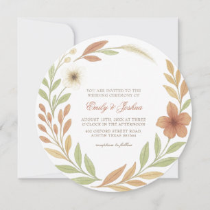 Convite Boho Wildflower Elegant Round Weditation