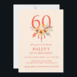 Convite Boho Wildflower Fall Autumn Floral 60TH Birthday<br><div class="desc">Boho Wildflower Fall Autumn Floral 60TH Aniversário Este outono o tema design de chic apresenta flores boêmicas cor alaranjada e tipografia Script em fundo de creme leve. Personalize o convite com seus detalhes e se quiser reorganizar o estilo e posicionamento do texto, pressione o botão "Clique para personalizar mais". Para...</div>