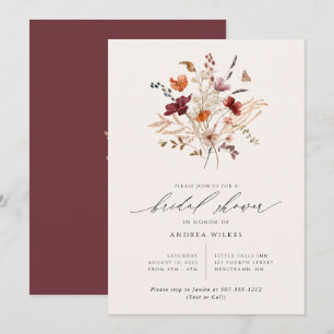 Convite Boho Wildflower Fall Chá de panela
