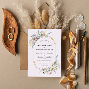 Convite Boho Wildflower Fern Casamento de Lavanda