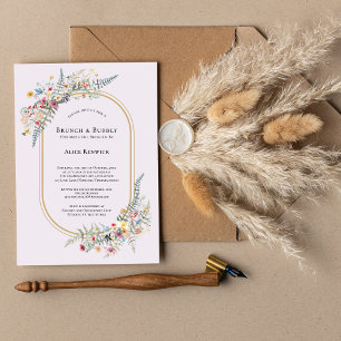 Convite Boho Wildflower Fern Lavanda Bridal Brunch