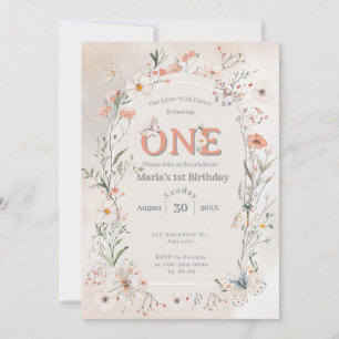 Convite Boho Wildflower Floral Baby Birthday