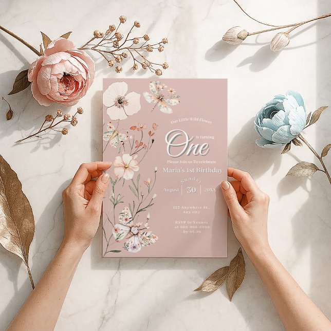 Convite Boho Wildflower Floral Baby Birthday (Criador carregado)