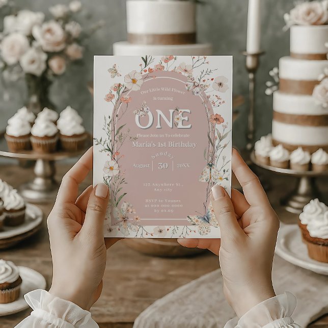 Convite Boho Wildflower Floral Baby Birthday (Criador carregado)
