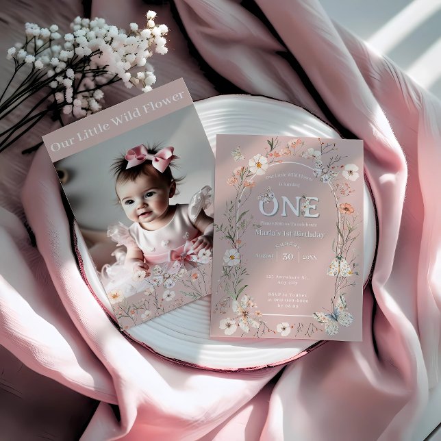 Convite Boho Wildflower Floral Baby Birthday (Criador carregado)