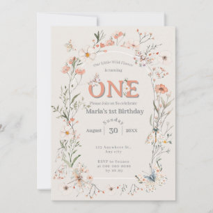 Convite Boho Wildflower Floral Baby Birthday