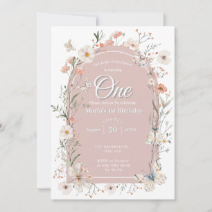Convite Boho Wildflower Floral Baby Birthday