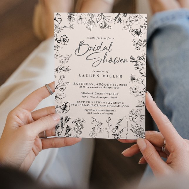 Convite Boho Wildflower Floral Chá de panela Botânico (Join us for a rustic bridal shower!
)