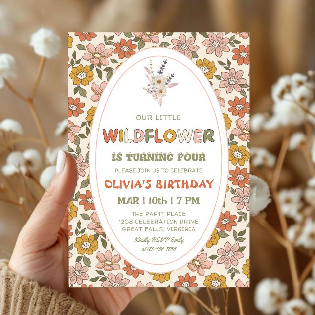 Convite boho Wildflower for girl Birthday (Criador carregado)
