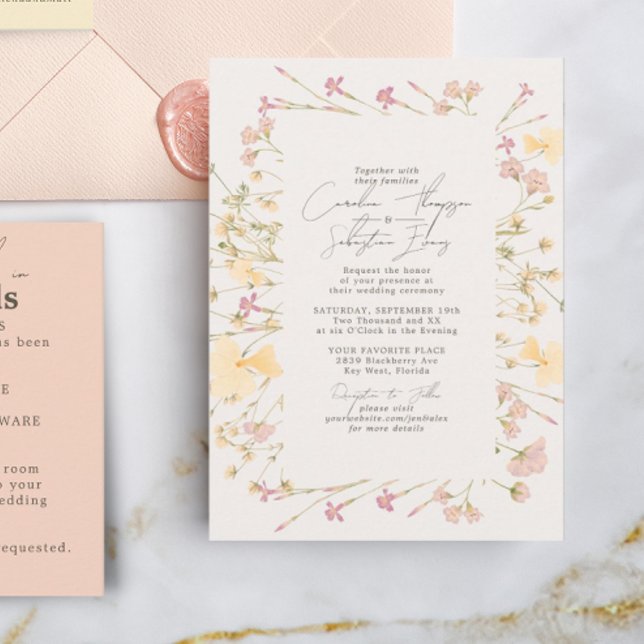 Convite Boho Wildflower Frame Wedding (Criador carregado)