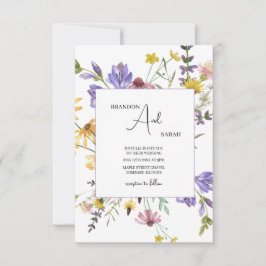 Convite Boho Wildflower Garden White Wedding