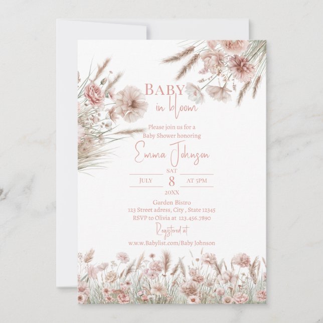 Convite Boho Wildflower Girl Invite (Frente)
