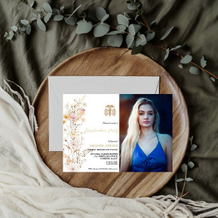 Convite Boho Wildflower Grass Festa de formatura