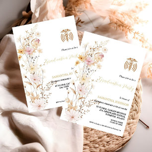 Convite Boho Wildflower Grass Festa de formatura