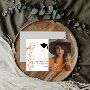 Convite Boho Wildflower Grass Girl Festa de formatura