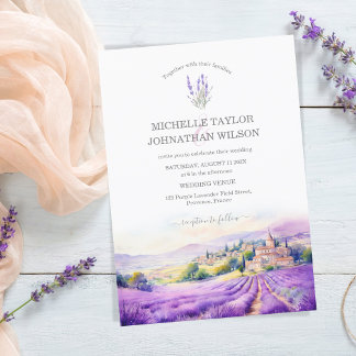 Convite Boho Wildflower Lavanda violeta púrpura Floral