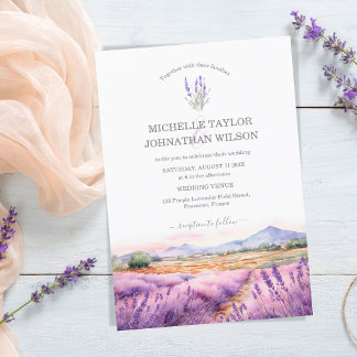Convite Boho Wildflower Lavanda violeta púrpura Floral