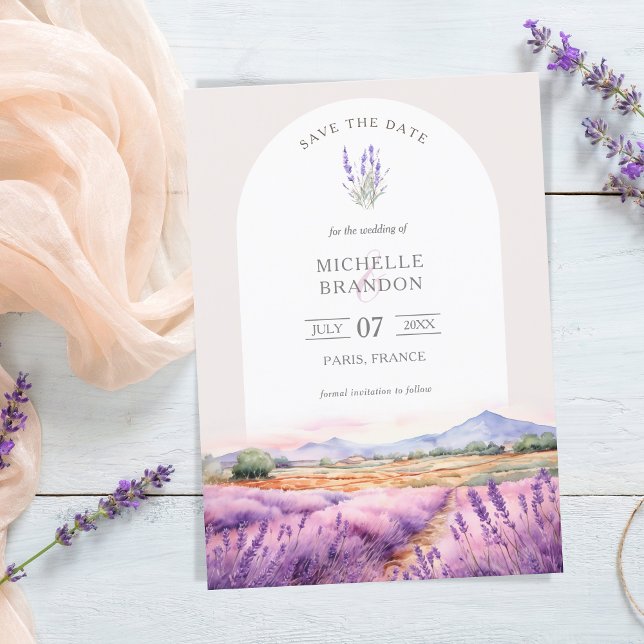 Convite Boho Wildflower Lavanda violeta roxa Verão (watercolor lavender fields provence france)