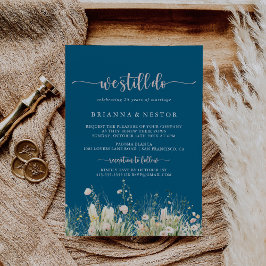Convite Boho Wildflower Marinho Ainda Fazemos Renovação De