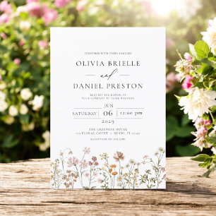 Convite Boho Wildflower Meadow Primavera Garden Weding