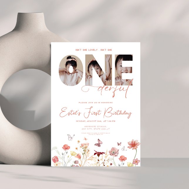 Convite Boho Wildflower não é UM primeiro aniversario mara (Criador carregado)