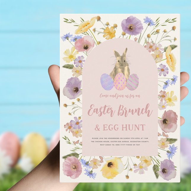 Convite Boho Wildflower Páscoa Brunch e Egg Hunt (Boho Easter egg hunt and brunch invitation )