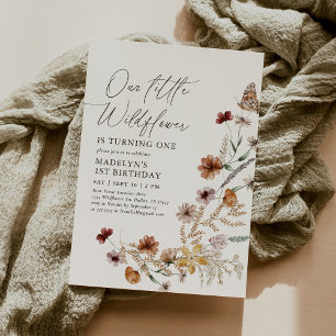 Convite Boho Wildflower primeiro aniversario