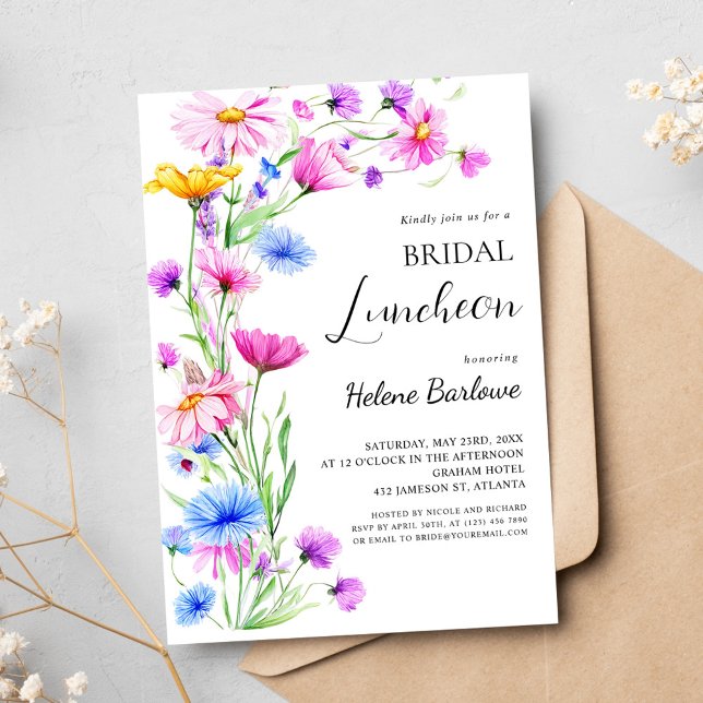 Convite Boho Wildflower Rustic Elegant Bridal Luncheon (Boho Wildflower Rustic Elegant Bridal Luncheon Invitation)