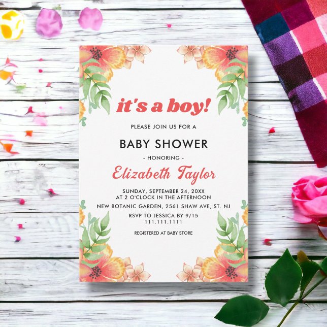 Convite Boho Wildflower Rustic Floral Chá de fraldas (Criador carregado)