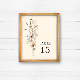 Convite Boho Wildflower Table Number Sinal