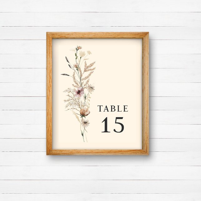 Convite Boho Wildflower Table Number Sinal (Criador carregado)