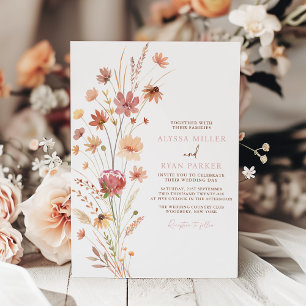 Convite Boho Wildflower Terracotta Wedding