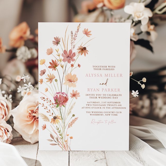 Convite Boho Wildflower Terracotta Wedding (Criador carregado)