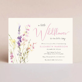 Convite Boho Wildflower Watercolor Baby Girl Shower