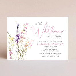 Convite Boho Wildflower Watercolor Baby Girl Shower