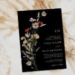 Convite Boho Wildflower Wedding<br><div class="desc">Este convite de casamento monograma,  na moda e elegante apresenta lindas flores de aquarela pintadas manualmente organizadas como um buquê adorável perfeito para primavera,  verão ou casamentos outono. Encontre itens correspondentes na Coleção de Casamentos de Flor Selvagem Moody Black Boho.</div>