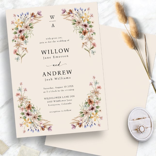 Convite Boho Wildflower Wedding (Boho Wildflower Wedding Invitation
)