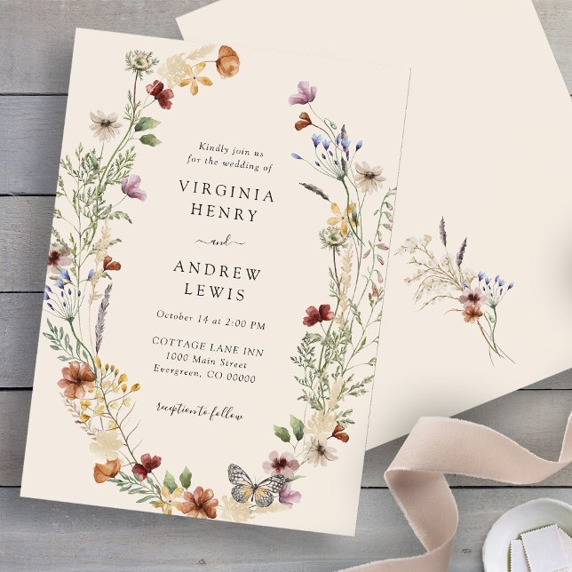 Convite Boho Wildflower Wedding (Boho Wildflower Wedding Invitation
)