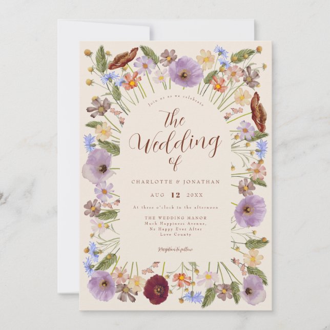 Convite Boho Wildflower Wedding (Frente)