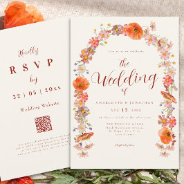 Convite Boho Wildflower Wedding Código QR