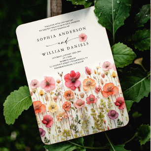 Convite Boho Wildflower Wedding Código QR Arredondado