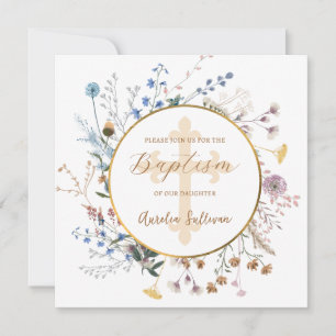 Convite Boho wilflower Circle Baptism