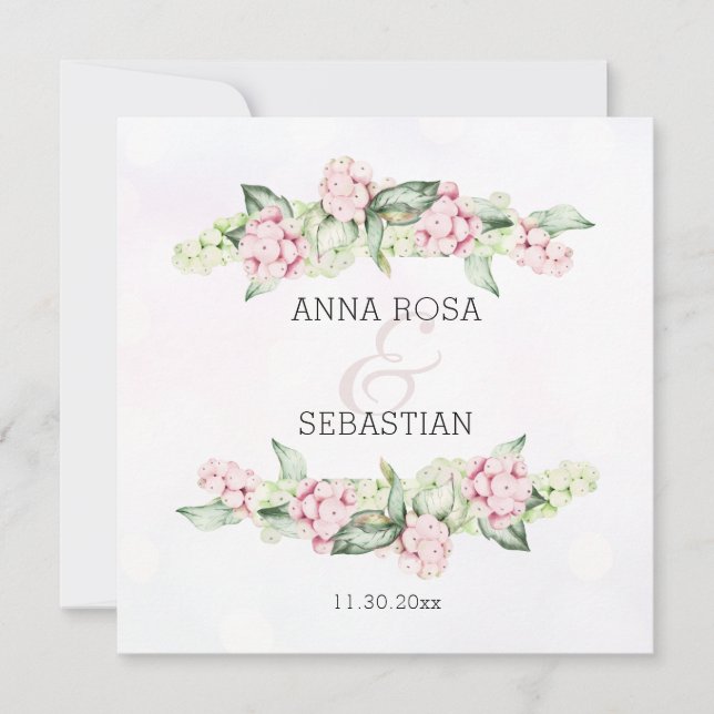 Convite *~* Boho Winter Berry AR12 QR RSVP Casamento (Frente)